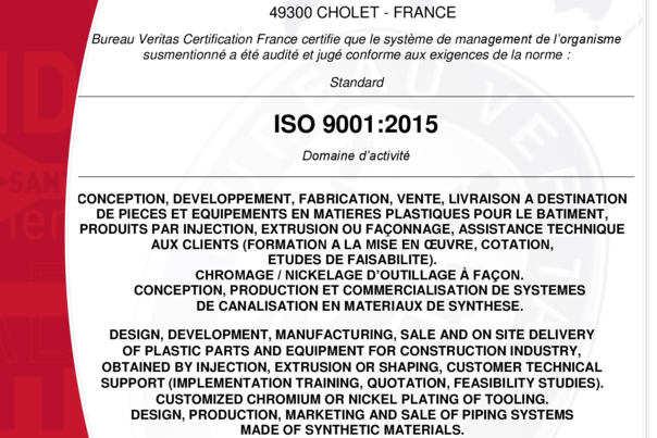 BV - NICOLL - Certificat ISO 9001 Public
