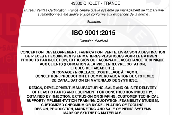 BV - NICOLL - Certificat ISO 9001 Public