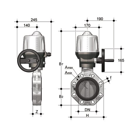 FKOF/CE 90-240V AC DN 250-300 - electrically actuated butterfly valve