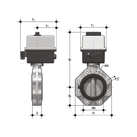 FKOC/CE 24V AC/DC LUG ISO-DIN - Electrically actuated butterfly valve DN 65:100
