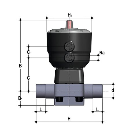 DKDM/CP NC - pneumatically actuated 2-way diaphragm valve PN 10 DN 15:65