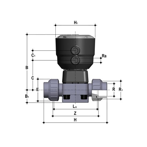 DKBUIV/CP NC - pneumatically actuated 2-way diaphragm valve PN6 for basic applications DN 15:65
