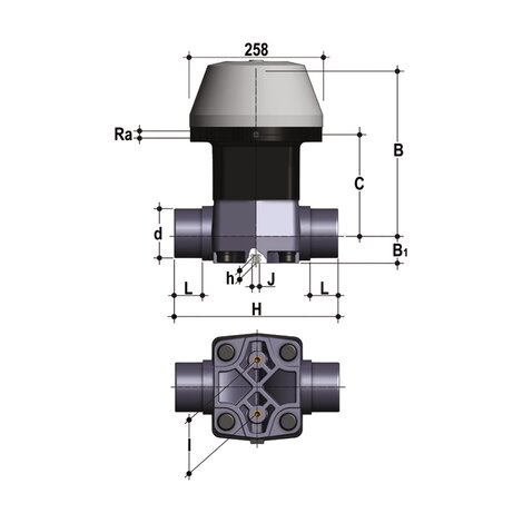 VMDM/CP NC - pneumatically actuated diaphragm valve DN 80:100