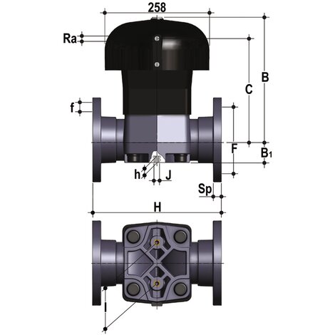 VMOAM/CP DA - pneumatically actuated diaphragm valve DN 80:100
