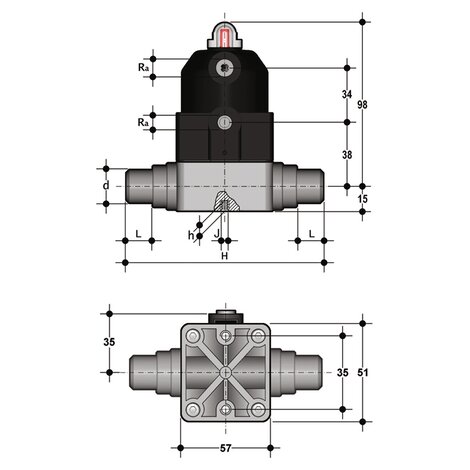 CMDV/CP DA - pneumatically actuated compact diaphragm valve DN 12:15