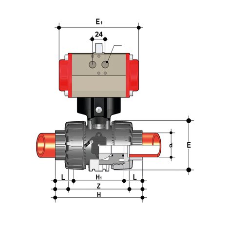 pneumatically actuated DUAL BLOCK® 2-way ball valve