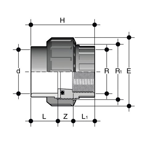 Disegno tecnico del bocchettone BIFV