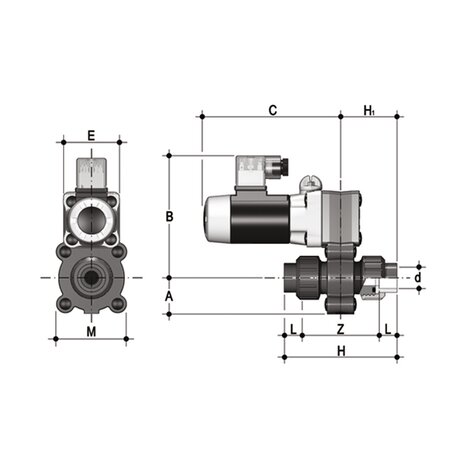 S12FV - 12V DC - true union 2-way solenoid valve