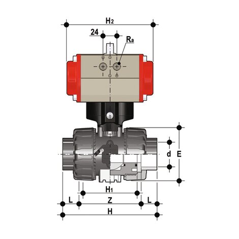 VKDAV/CP NC - pneumatically actuated DUAL BLOCK® 2-way ball valve