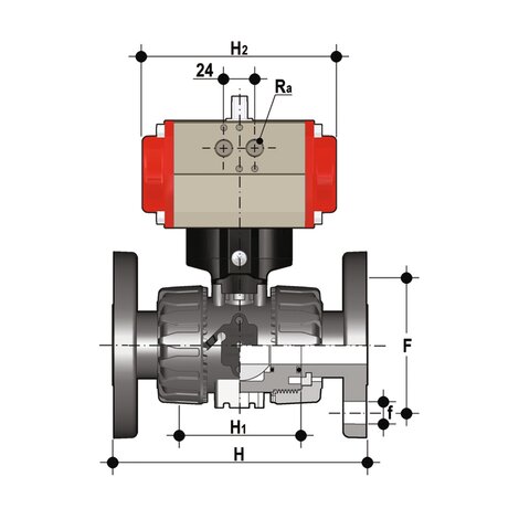 VKDOF/CP NO - pneumatically actuated DUAL BLOCK® 2-way ball valve