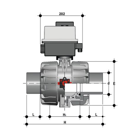 VKDDM/CE 24 V AC/DC - electrically actuated DUAL BLOCK® 2-way ball valve