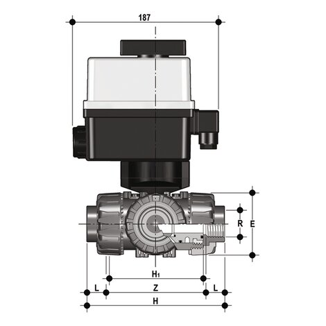 TKDNC/CE 90-240 V AC - electrically actuated DUAL BLOCK® 3-way ball valve