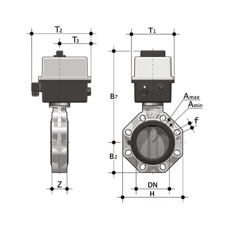 FKOF/CE 24V AC/DC DN 40-100 - electrically actuated butterfly valve