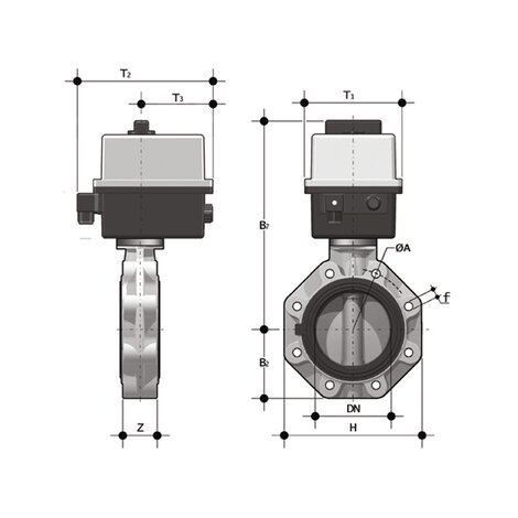 FKOF/CE 24V AC/DC LUG ANSI DN 65-100 - electrically actuated butterfly valve