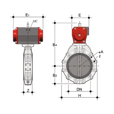 FKOM/CP NC DN 250-300 - pneumatically actuated butterfly valve