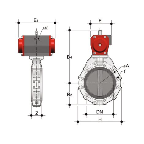 FKOM/CP NO LUG ANSI DN 250-300 -pneumatically actuated butterfly valve