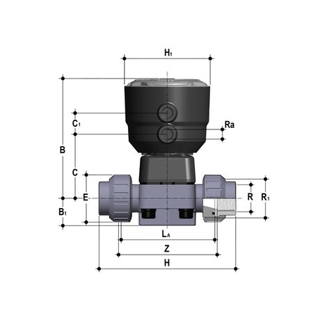 DKBUFC/CP NC - Pneumatically actuated 2-way diaphragm valve PN6 for basic applications DN 15:65