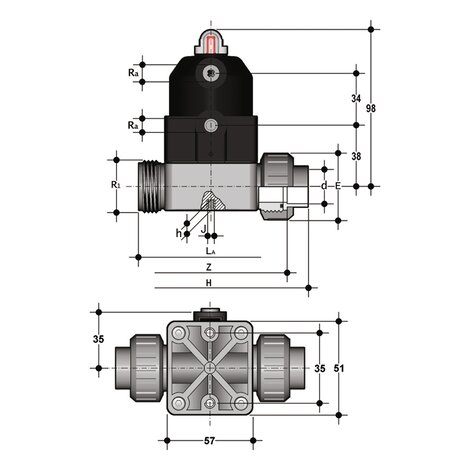 CMUIF/CP DA - Βάνα Διαφράγματος COMPACT με Πνευματικό Ενεργοποιητή