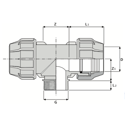 516 - Tee male threaded