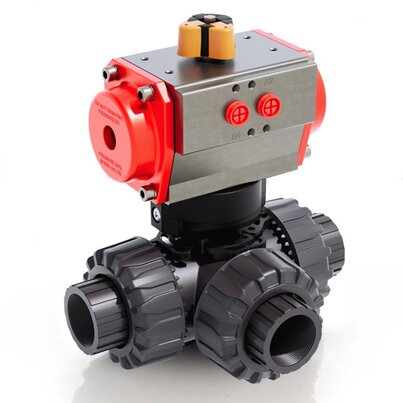 LKDNV/CP DA - Pneumatically actuated DUAL BLOCK® 3-way ball valve DN 10:50