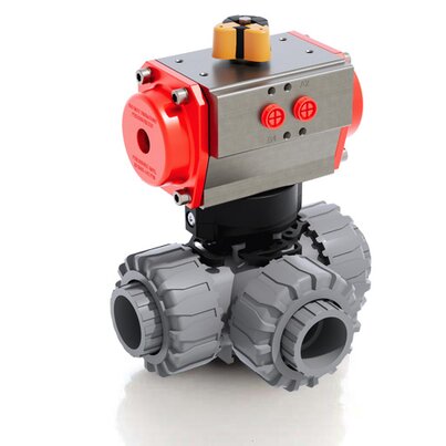 LKDIC/CP DA - Pneumatically actuated DUAL BLOCK® 3-way ball valve DN 10:50