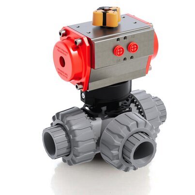 TKDNC/CP SA - pneumatically actuated DUAL BLOCK® 3-way ball valve
