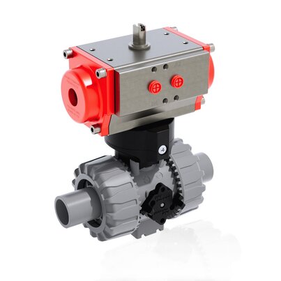 VKDDC/CP NO - Pneumatically actuated DUAL BLOCK® 2-way ball valve DN 10:50