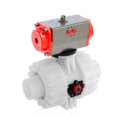 VKDDF/CP NO - Pneumatically actuated DUAL BLOCK® 2-way ball valve DN 65:100