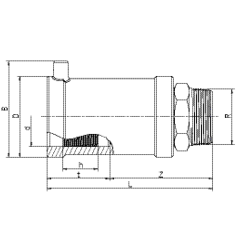 Transition fitting HD-PE/V2A with male thread