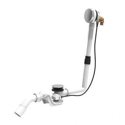 Automatic bathtub outlet with incorporated water outlet inside the overflow