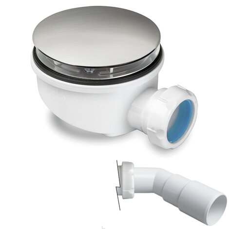 Reduced height shower tray waste outlet, removable trap 30mm, adjustable direction outlet. Reduced height shower tray waste outlet, removable trap 30mm, adjustable direction outlet.