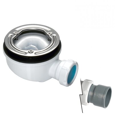 Reduced height shower tray waste outlet without cover, removable trap 30 mm.