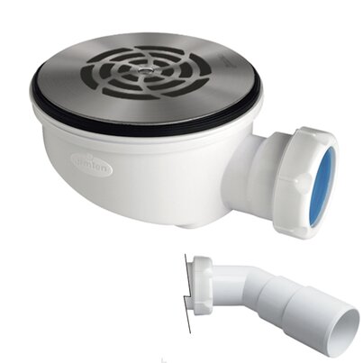 Reduced height shower tray waste outlet, with grid, removable trap 30 mm,  adjustable direction outlet.