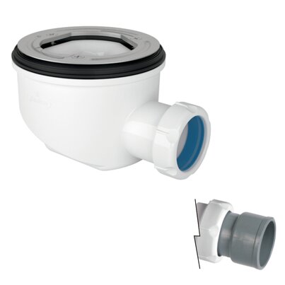 Reduced height shower tray waste outlet without cover, removable trap 50 mm.