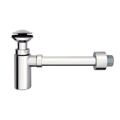 Chrome adjustable bottle trap with click-clack opening system