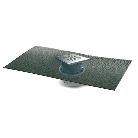 Floor gully for masonry built shower tray. Horizontal outlet. Stainless steel 150 mm grid. 50mm trap. With water tightening fabric in PVC 2 x 1.5 m (glued). Floor gully for masonry built shower tray. Horizontal outlet. Stainless steel 150 mm grid. 50mm trap. With water tightening fabric in PVC 2 x 1.5 m (glued).