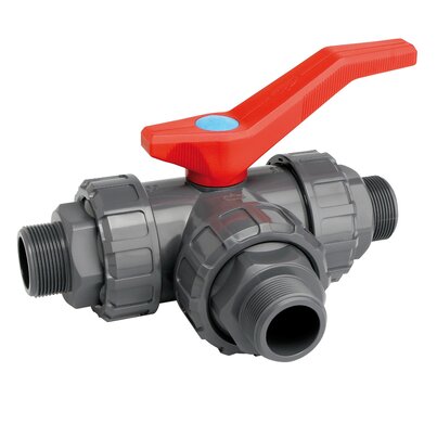 3 ways ball valve screw on ext. part