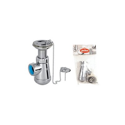 Adjustable short bottle trap, horizontal outlet, with washbasin-bidet waste outlet