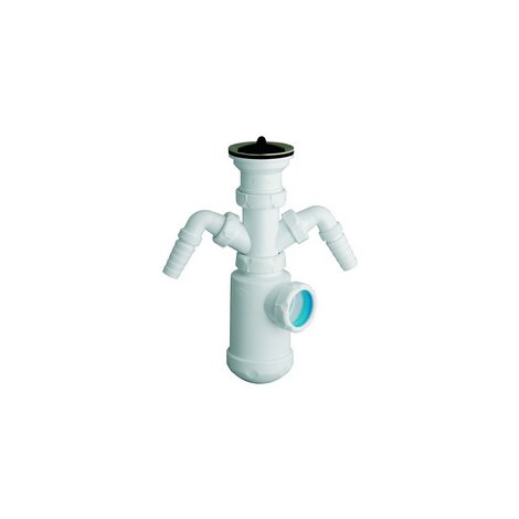 Sink bottle trap with waste outlet and two auxiliary inlets for domestic appliances Sink bottle trap with waste outlet and two auxiliary inlets for domestic appliances