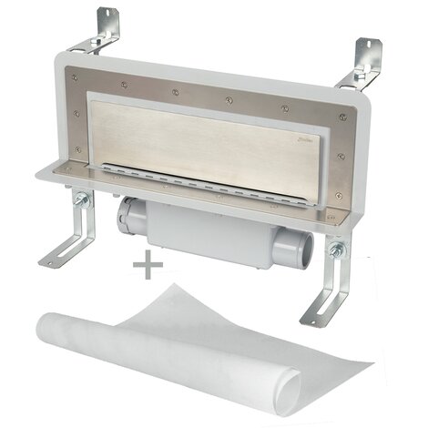 Accessible wall slot channel with 50 mm trap. With geo-textile water tightening fabric Accessible wall slot channel with 50 mm trap. With geo-textile water tightening fabric