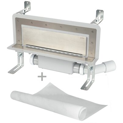 Accessible wall slot channel with 50 mm trap. With geo-textile water tightening fabric.  Lateral orientable outlet