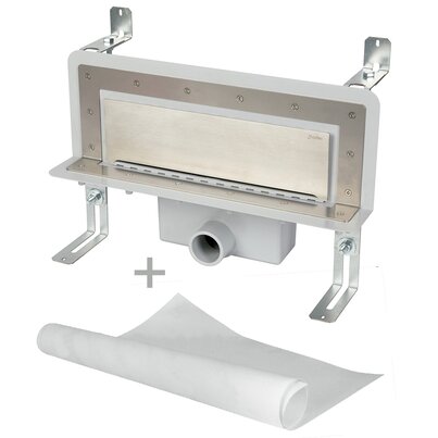 Accessible wall slot channel with 50 mm trap. With geo-textile
water tightening fabric. Frontal outlet to be glued