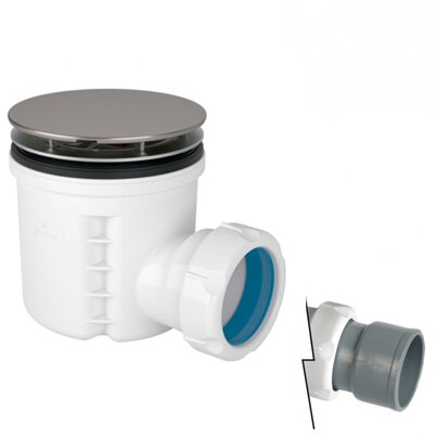 Reduced height shower tray waste outlet, removable trap 50 mm.