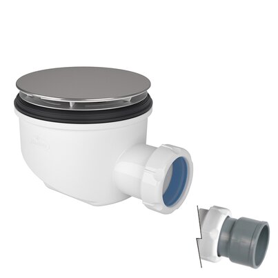 Reduced height shower tray waste outlet, removable trap 50 mm.