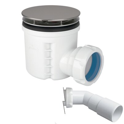 Reduced height shower tray waste outlet, removable trap 50mm,  adjustable direction outlet.