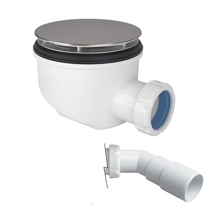 Reduced height shower tray waste outlet, removable trap 50mm,  adjustable direction outlet.