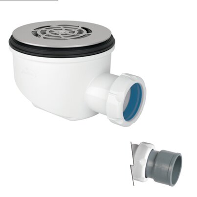 Reduced height shower tray waste outlet, with grid, removable trap 50 mm.