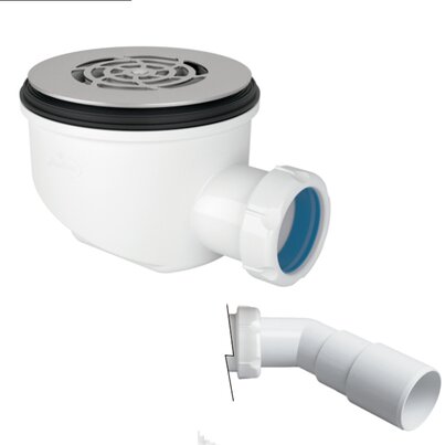 Reduced height shower tray waste outlet, with grid, removable trap 50 mm,  adjustable direction outlet.