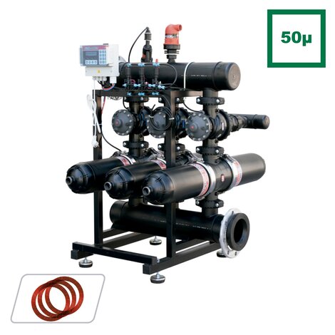 3'' double body automatic filtration stations 50 microns. HORIZONTAL CONFIGURATION 3'' double body automatic filtration stations 50 microns. HORIZONTAL CONFIGURATION