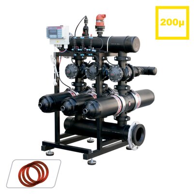 3'' double body automatic filtration stations 200 microns. <b>HORIZONTAL CONFIGURATION</b>